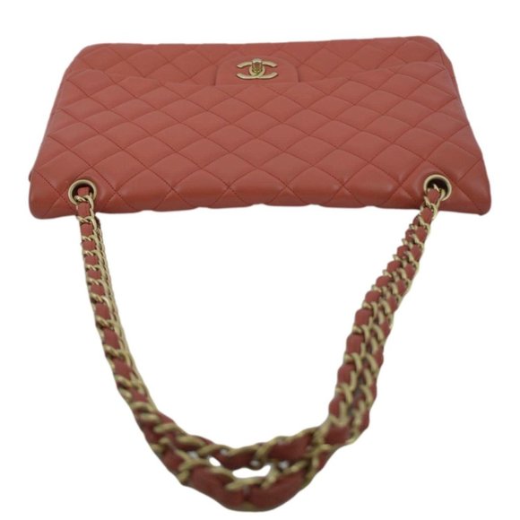 CHANEL Classic Maxi Single Flap Quilted Leather Shoulder Bag Red - Picture 4 of 14